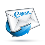 Pictogram van een enveloppe met daarop de vermelding e-mail.